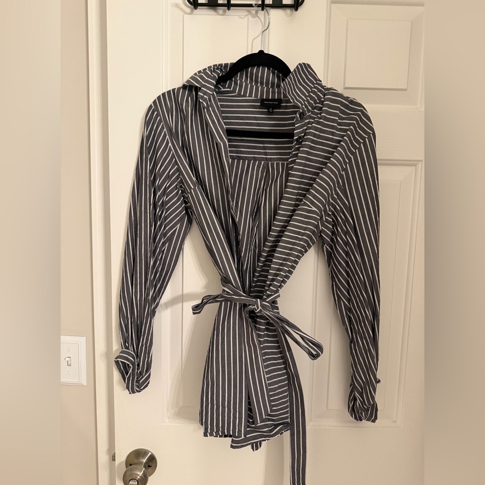 Who What Wear Gray & White Striped Dress Shirt